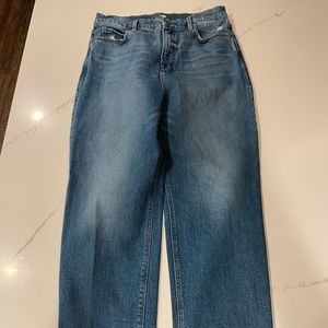 Old Navy, high rise, straight leg (slouchy), size 12, light wash.